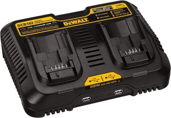 DeWALT - 12 & 20 Volt, 2 Battery Lithium-Ion Power Tool Charger - 1 hr & 30 min to Charge, 12/20 Volt Max Batteries Power Source, Batteries Included - USA Tool & Supply