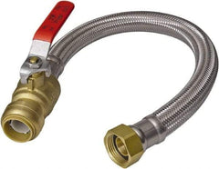 SharkBite - 1/2" Push to Connect Inlet, 3/4" FIP Outlet, Braided Stainless Steel Flexible Connector - Stainless Steel, Use with Water Air Connectors - USA Tool & Supply