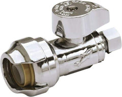 SharkBite - 1/2 & 3/8" Pipe, 200 psi WOG Rating, Brass Stop Valve - Chrome Finished Handle, Push Fit End Connections, For Potable Water Applications - USA Tool & Supply