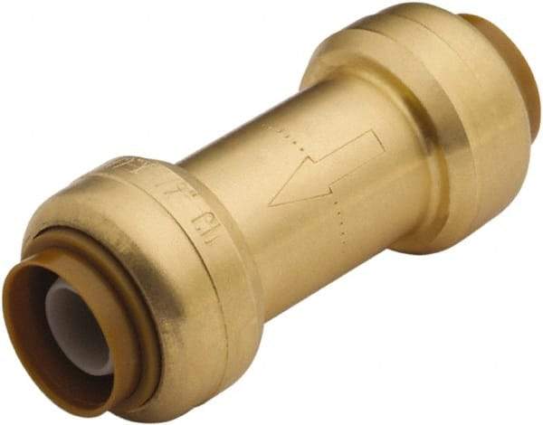 SharkBite - 1/2" Brass Check Valve - Inline, Push To Connect x Push To Connect, 200 WOG - USA Tool & Supply