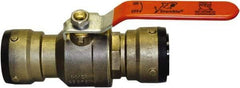 SharkBite - 1-1/2" Pipe, Standard Port, Brass Standard Ball Valve - Inline - Two Way Flow, Push-to-Connect x Push-to-Connect Ends, Steel Handle, 200 WOG - USA Tool & Supply