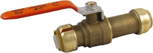 SharkBite - 3/4 x 3/4" Pipe, Standard Port, Brass Standard Ball Valve - Inline - Two Way Flow, Push-to-Connect x Push-to-Connect Ends, Steel Handle, 200 WOG - USA Tool & Supply