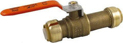 SharkBite - 3/4 x 3/4" Pipe, Standard Port, Brass Standard Ball Valve - Inline - Two Way Flow, Push-to-Connect x Push-to-Connect Ends, Steel Handle, 200 WOG - USA Tool & Supply