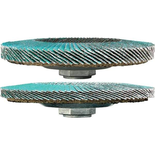3M - 40 Grit, 4-1/2" Disc Diam, 5/8-11 Center Hole, Type 29 Zirconia Alumina Flap Disc - 13,300 Max RPM, Cloth Backing, Arbor Attaching System, Coated - USA Tool & Supply