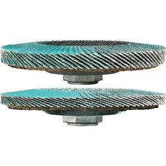 3M - 40 Grit, 4-1/2" Disc Diam, 7/8" Center Hole, Type 29 Zirconia Alumina Flap Disc - 13,300 Max RPM, Cloth Backing, Arbor Attaching System, Coated - USA Tool & Supply