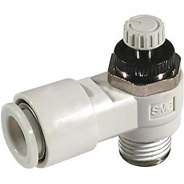 SMC PNEUMATICS - Speed & Flow Control Valves Valve Type: Flow Control Elbow Male Thread Size: 1/8 NPT - USA Tool & Supply