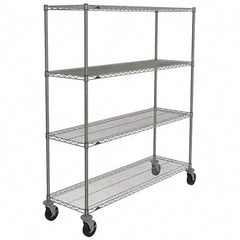 Metro - 600 Lb Capacity 4 Shelf Mobile Wire Shelving Unit - Add-On Unit - USA Tool & Supply