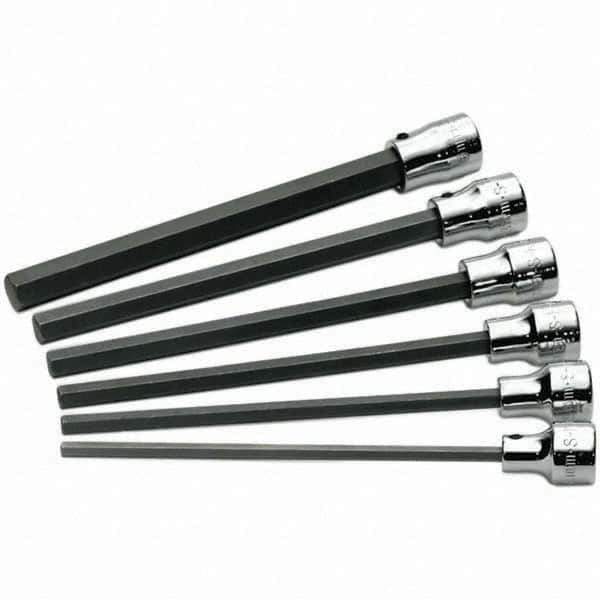 SK - 6 Piece 3/8" Drive Metric Hex Bit Socket Set - 4 to 10mm Hex - USA Tool & Supply