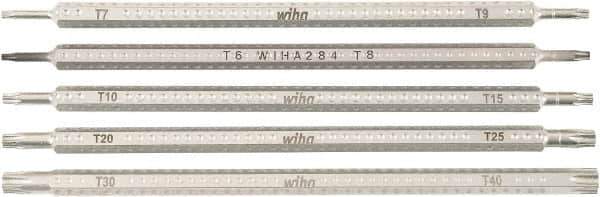 Wiha - 5 Piece, 1/4" Drive Screwdriver Insert Torx Bit Set - T6 to T40 Torx - USA Tool & Supply
