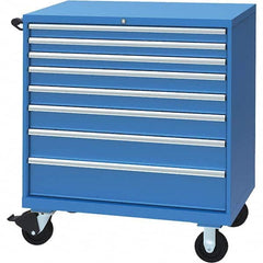 LISTA - 8 Drawer, 117 Compartment Bright Blue Steel Modular Storage Cabinet - USA Tool & Supply