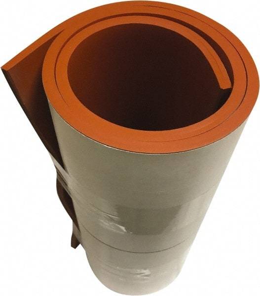 Value Collection - 1/4" Thick x 36" Wide x 10' Long Red Silicone Rubber Roll - Stock Length, Adhesive Back, 500 psi Tensile Strength, -60°F to 400°F - USA Tool & Supply