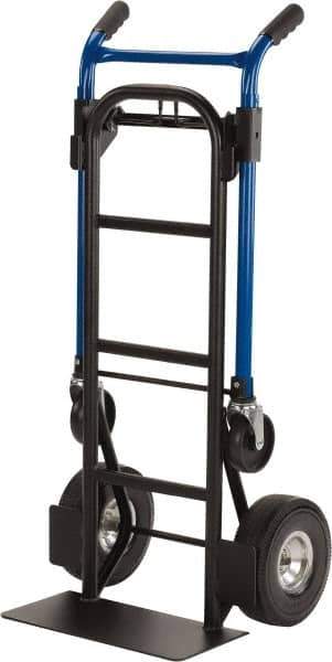 Harper Trucks - 900 Lb Capacity 48" OAH Quick Change Convertible Hand Truck - 18 x 9" Base Plate, Dual Handle, Steel, Swivel Polyurethane Wheels - USA Tool & Supply