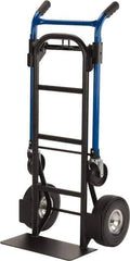 Harper Trucks - 900 Lb Capacity 48" OAH Quick Change Convertible Hand Truck - 18 x 9" Base Plate, Dual Handle, Steel, Swivel Polyurethane Wheels - USA Tool & Supply
