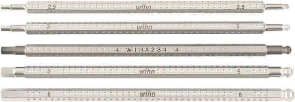 Wiha - 5 Piece Hex Drive Bit Set - Ball End Hex Point - USA Tool & Supply