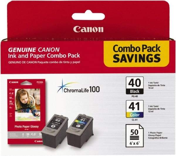 Canon - Black & Multi Colored Ink & Paper Combo - Use with Canon PIXMA iP1600, iP1700, MP150, MP160, MP170, MP450, MP460 - USA Tool & Supply