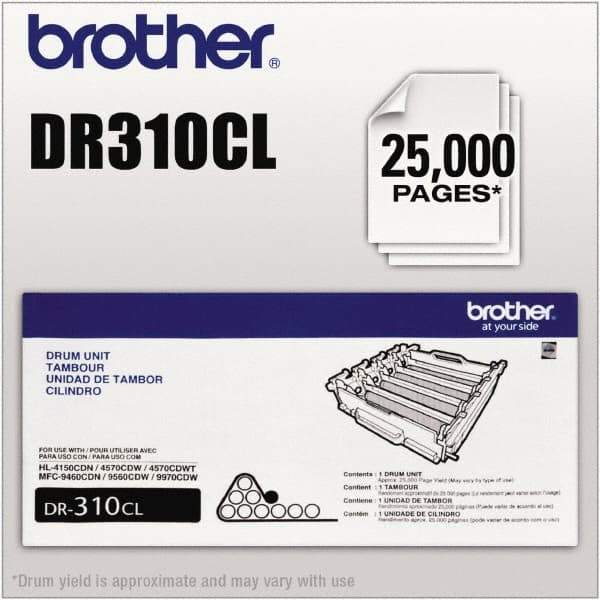 Brother - Black Drum Unit - Use with Brother HL-4150CDN, 4570CDW, 4570CDWT, MFC-9460CDN, 9560CDW, 9970CDW - USA Tool & Supply