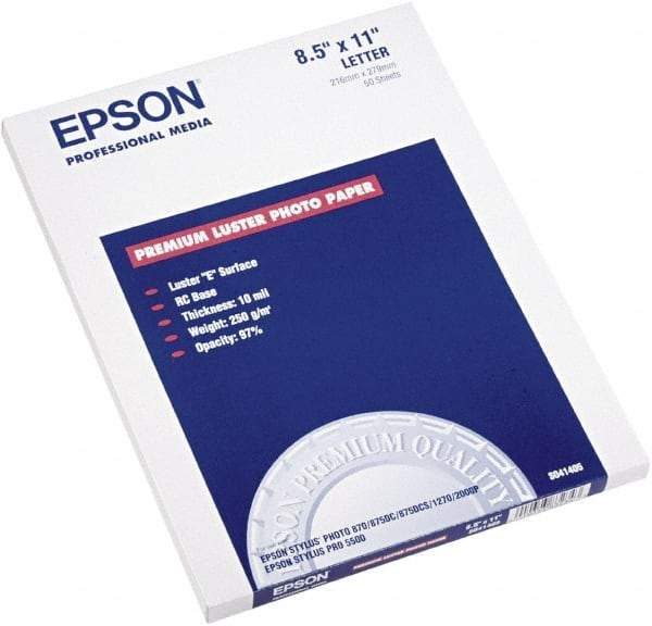 Epson - White Photo Paper - Use with Inkjet Printers - USA Tool & Supply