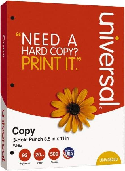 UNIVERSAL - White Copy Paper - Use with Laser Printers, Copiers, Plain Paper Fax Machines - USA Tool & Supply