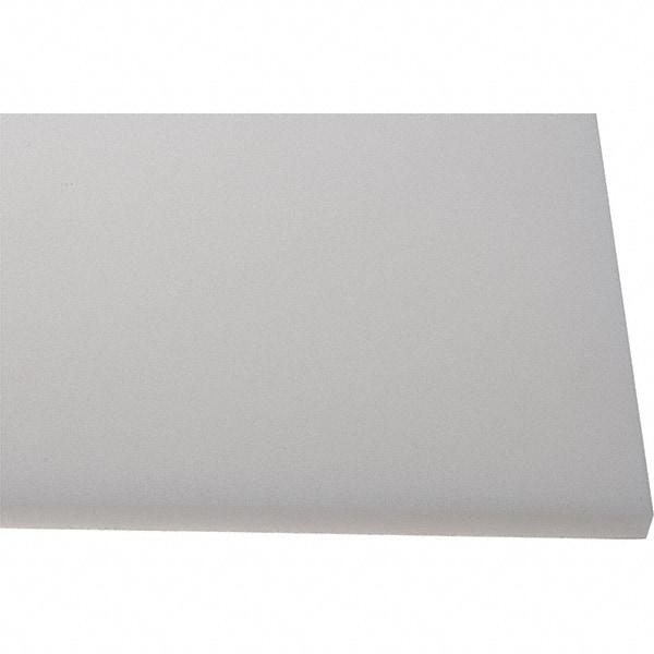 Made in USA - 1/2" Thick x 2' Wide x 4' Long, Polyethylene (HDPE) Sheet - White, Shore D-65 Hardness, Cutting Board Grade, ±10% Tolerance - USA Tool & Supply