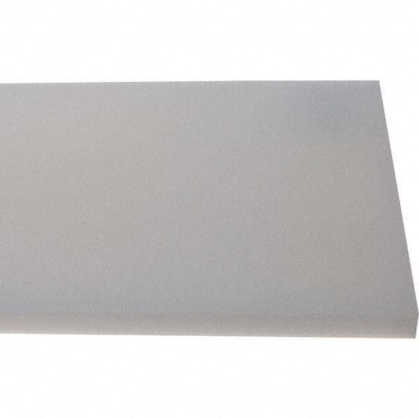 Made in USA - 1/2" Thick x 7-1/2" Wide x 4' Long, Polyethylene (HDPE) Sheet - White, Shore D-65 Hardness, Cutting Board Grade, ±10% Tolerance - USA Tool & Supply
