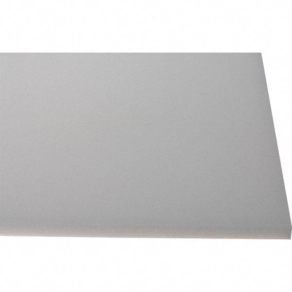Made in USA - 1/2" Thick x 1' Wide x 4' Long, Polyethylene (HDPE) Sheet - White, Shore D-65 Hardness, Cutting Board Grade, ±10% Tolerance - USA Tool & Supply