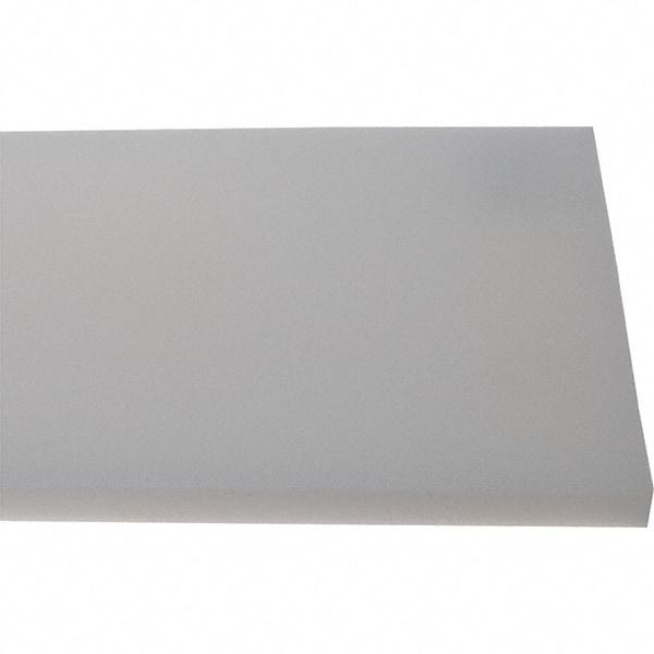 Made in USA - 1/2" Thick x 7-1/2" Wide x 8' Long, Polyethylene (HDPE) Sheet - White, Shore D-65 Hardness, Cutting Board Grade, ±10% Tolerance - USA Tool & Supply