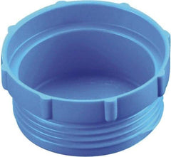 Caplugs - Serrated Round Head, Threaded Plug - 1.12" OD, 47/64" Long, High-Density Polyethylene, Blue - USA Tool & Supply