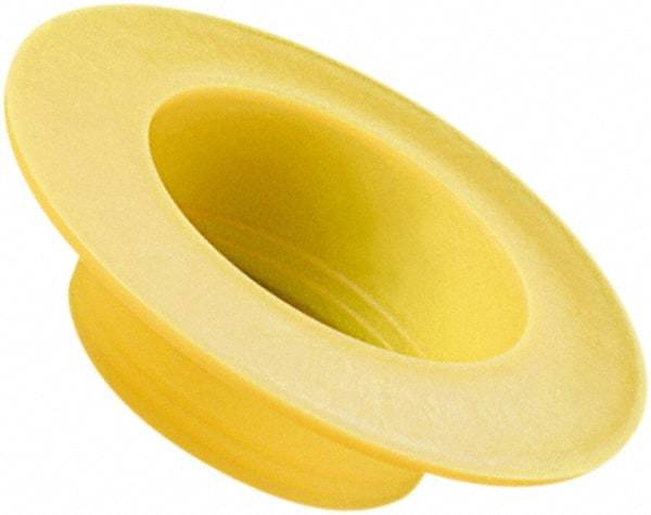 Caplugs - 0.909" ID, Round Head, Tapered Cap/Plug with Flange - 2.61" OD, 21/32" Long, Low-Density Polyethylene, Yellow - USA Tool & Supply