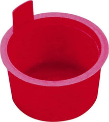 Caplugs - 1.465" ID, Pull-Tab, Round Head, Tapered Plug - 1.62" OD, 7/8" Long, Low-Density Polyethylene, Red - USA Tool & Supply