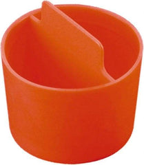 Caplugs - 0.573" ID, Pull-Tab, Round Head, Tapered Plug - 13/16" Long, Low-Density Polyethylene, Orange - USA Tool & Supply