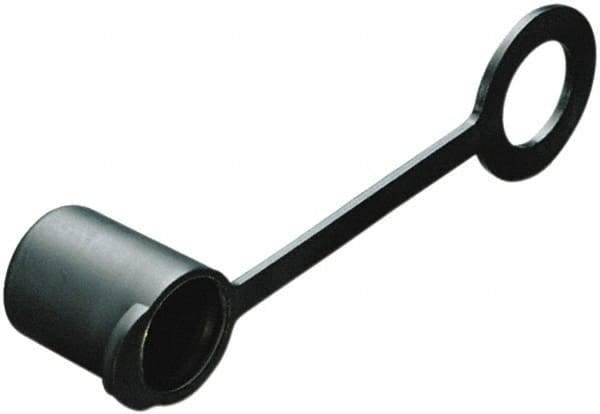 Caplugs - 0.36" ID, Round Head, Tethered Cap - Low-Density Polyethylene, Black - USA Tool & Supply