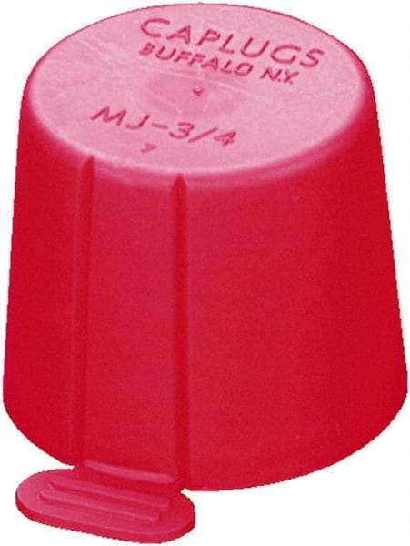 Caplugs - 1.289" ID, Round Head, Tapered, Tear-Tab Cap - 1-13/64" Long, Low-Density Polyethylene, Red - USA Tool & Supply