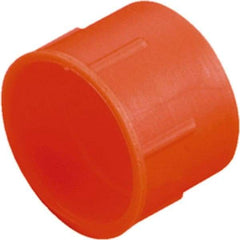 Caplugs - 0.61" ID, Serrated Round Head Tube Cap - 0.73" OD, 1/2" Long, Low-Density Polyethylene, Orange - USA Tool & Supply