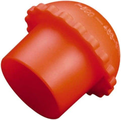 Caplugs - 0.82" ID, Serrated Round Head Cylinder Valve Cap - 1" Long, Low-Density Polyethylene, Orange - USA Tool & Supply