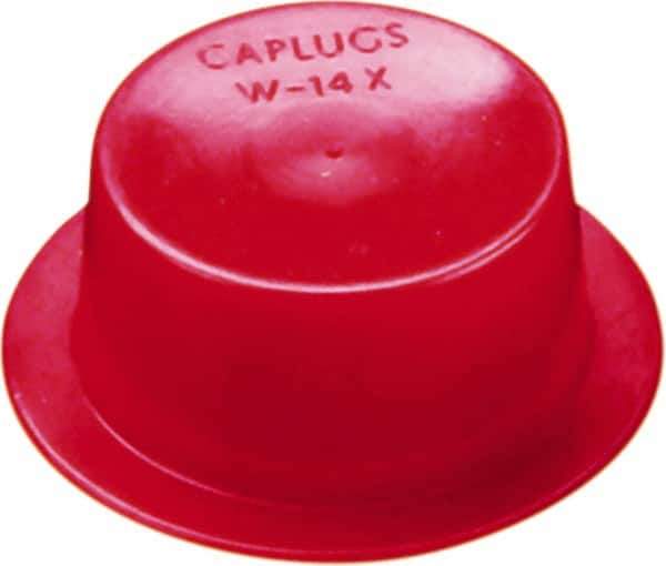 Caplugs - 0.183" ID, Round Head, Tapered Cap/Plug with Flange - 0.62" OD, 23/64" Long, Low-Density Polyethylene, Red - USA Tool & Supply