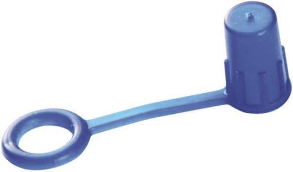 Caplugs - 1/4" ID, Round Head, Tethered Cap - 3/4" Long, Low-Density Polyethylene, Blue - USA Tool & Supply