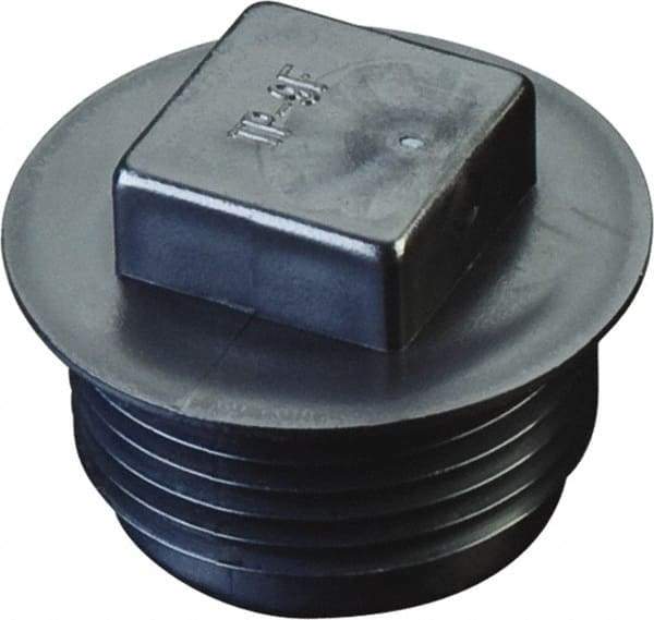 Caplugs - Square Head, Threaded Plug with Flange - 23/32" Long, High-Density Polyethylene, Black - USA Tool & Supply