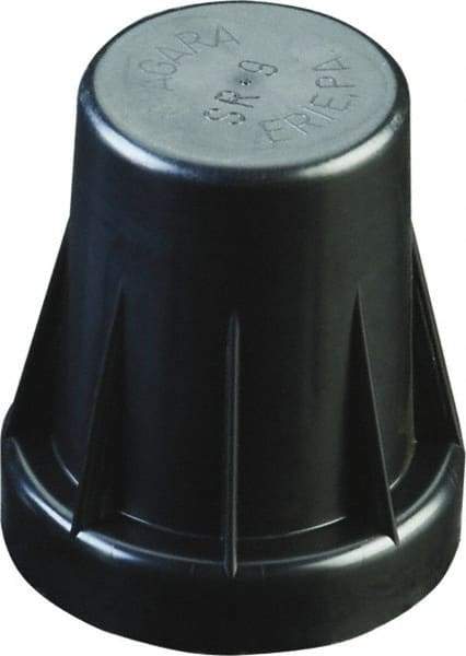 Caplugs - 1-9/16" ID, Serrated Round Head Sucker Rod Cap - 2-3/4" Long, Low-Density Polyethylene, Black - USA Tool & Supply