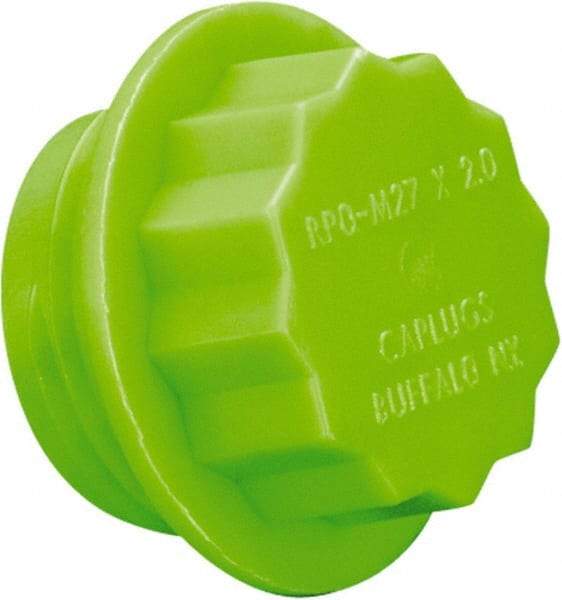 Caplugs - 12-Point Head, Threaded Plug - 28.45mm OD, Polypropylene, Green - USA Tool & Supply