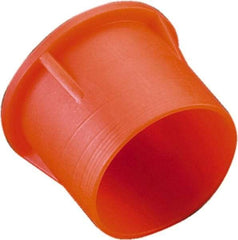 Caplugs - 0.43" ID, Round Head Tube Cap/Plug - 0.62" OD, 9/16" Long, Low-Density Polyethylene, Orange - USA Tool & Supply