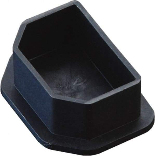 Caplugs - Non-Conductive, Push-In, Rectangular Head Power Supply Plug - 0.96 x 0.66" OD, 3/8" Long, Low-Density Polyethylene, Black - USA Tool & Supply
