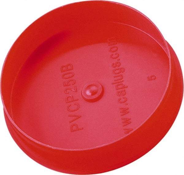 Caplugs - 2.71" ID, Round Head Pipe Plug - 2.84" OD, 21/32" Long, Low-Density Polypropylene, Red - USA Tool & Supply