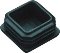 Caplugs - Square Finishing Plug for 14 to 20 Gauge Panels, for 1" Tube Diam - 0.43" Deep, Vinyl, Black - USA Tool & Supply