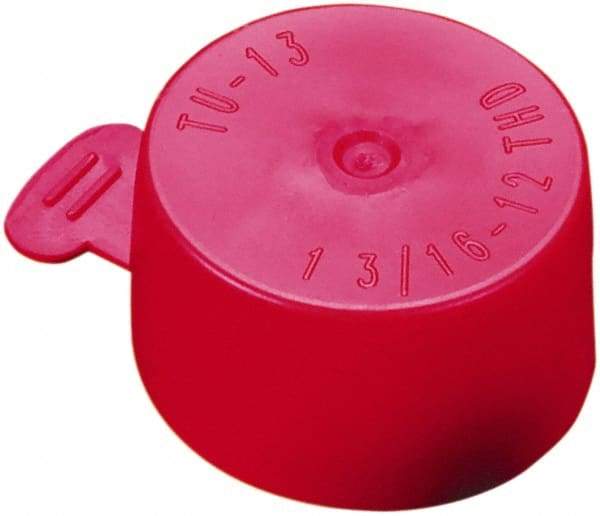 Caplugs - 0.554" ID, Flexible, Tear-Tab Cap - 31/64" Long, Vinyl, Red - USA Tool & Supply