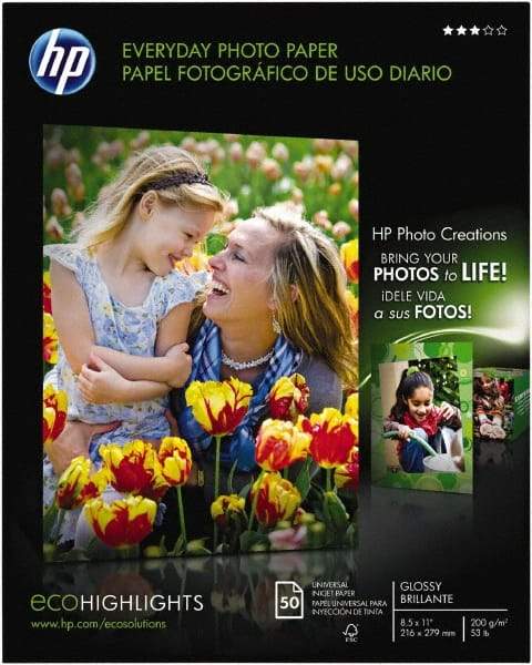 Hewlett-Packard - 8-1/2" x 11" Photo Paper - Use with Inkjet Printers - USA Tool & Supply