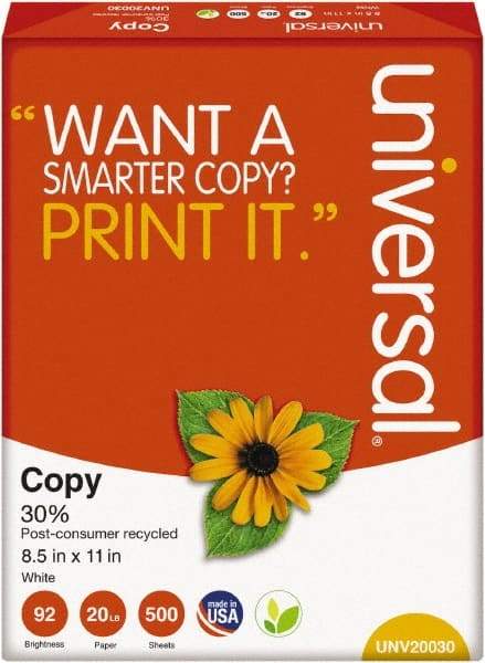 UNIVERSAL - 8-1/2" x 11" White Copy Paper - Use with Laser Printers, Copiers, Plain Paper Fax Machines - USA Tool & Supply