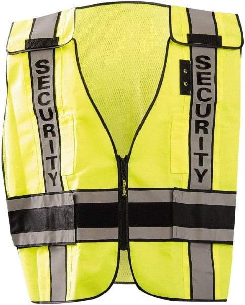 OccuNomix - Size XL High Visibility Yellow Mesh/Solid Public Safety Vest - 63" Chest, ANSI 107-2015, Hook & Loop Closure, 2 Pockets, Polyester - USA Tool & Supply