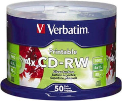 Verbatim - Silver CD-RW Discs - Use with CD, DVD Drives - USA Tool & Supply