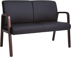 ALERA - 33" High Reception Lounge Chair - 44" Wide x 26-1/8" Deep, Leather Seat, Black & Mahogany - USA Tool & Supply