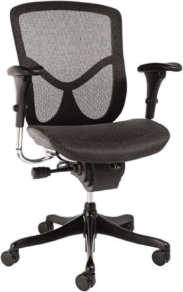 ALERA - 42-3/8" High Ergonomic Multifunction Chair - 28" Wide x 29-1/8" Deep, Breathable-A-Grade Black Mesh Seat, Black - USA Tool & Supply